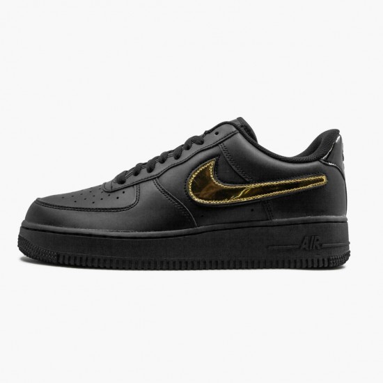 Nike WMNS Air Force 1 Black Metallic Gold Removable Swoosh Pack CT2252 001 Sports Shoes