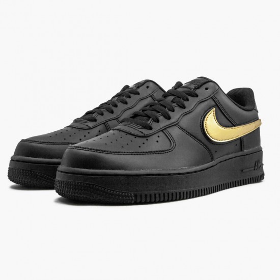 Nike WMNS Air Force 1 Black Metallic Gold Removable Swoosh Pack CT2252 001 Sports Shoes