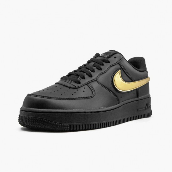 Nike WMNS Air Force 1 Black Metallic Gold Removable Swoosh Pack CT2252 001 Sports Shoes