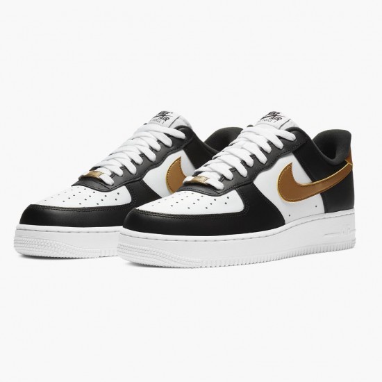 Nike WMNS Air Force 1 Low Black White Metallic Gold CZ9189 001 Sports Shoes