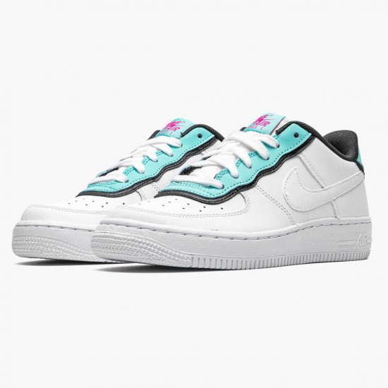 Nike WMNS Air Force 1 Low GS Double Layer Aqua Black BV1084 100 Sports Shoes