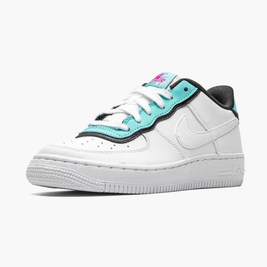 Nike WMNS Air Force 1 Low GS Double Layer Aqua Black BV1084 100 Sports Shoes