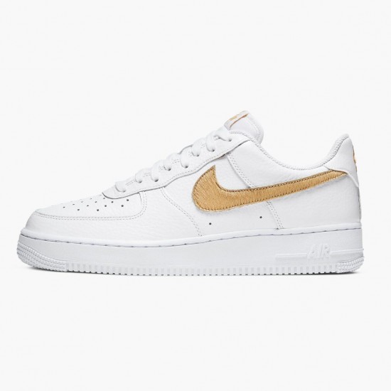 Nike WMNS Air Force 1 Low Pony Hair Snakeskin Club Gold CW7567 101 Sports Shoes