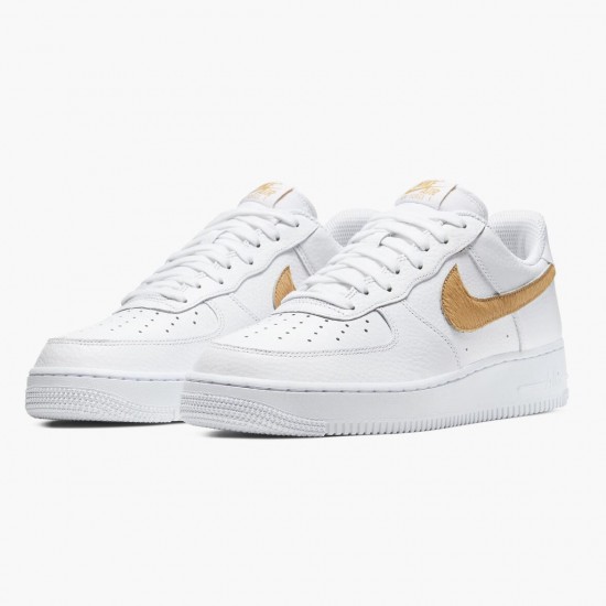 Nike WMNS Air Force 1 Low Pony Hair Snakeskin Club Gold CW7567 101 Sports Shoes