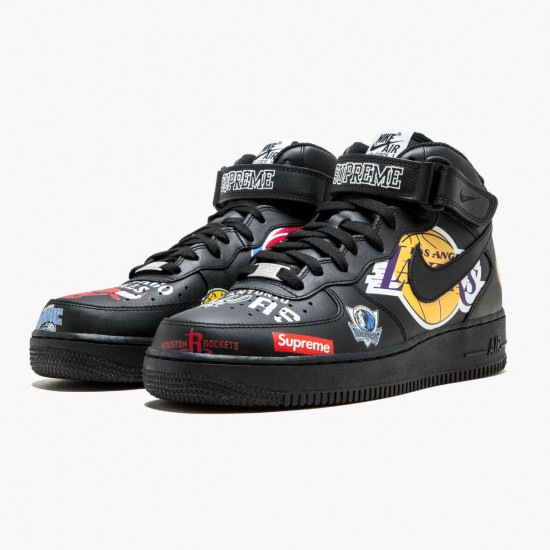 Nike WMNS Air Force 1 Mid Supreme NBA Black AQ8017 001 Sports Shoes