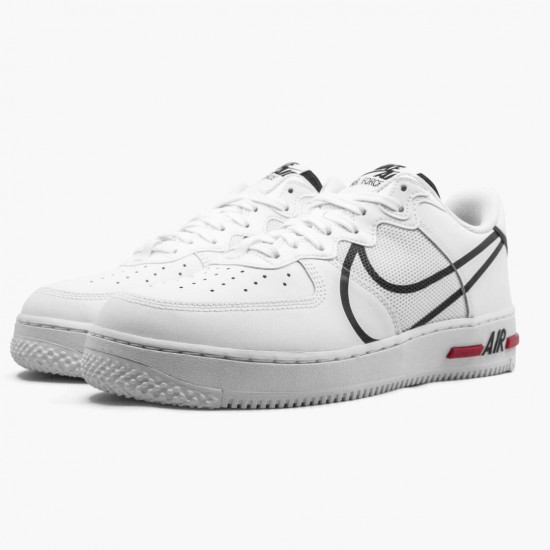 Nike WMNS Air Force 1 React White Black Red CD4366 100 Sports Shoes