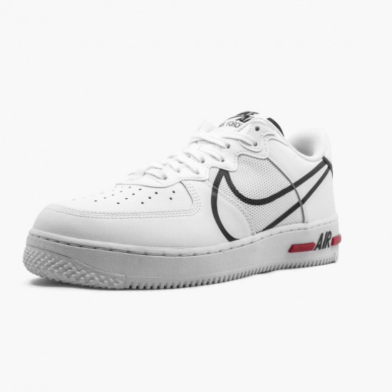 Nike WMNS Air Force 1 React White Black Red CD4366 100 Sports Shoes