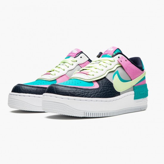 Nike WMNS Air Force 1 Shadow Barely Volt Oracle Aqua CK3172 001 Sports Shoes