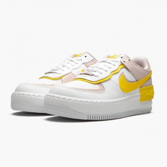 Nike WMNS Air Force 1 Shadow White Barely Rose Speed Yellow CJ1641 102 Sports Shoes