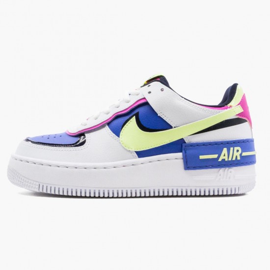 Nike WMNS Air Force 1 Shadow White Sapphire Barely Volt CJ1641 100 Sports Shoes