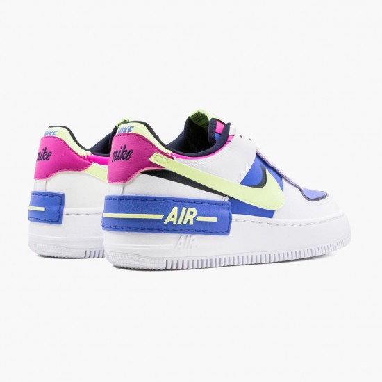 Nike WMNS Air Force 1 Shadow White Sapphire Barely Volt CJ1641 100 Sports Shoes