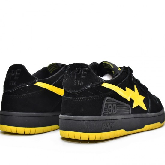 A Bathing Ape Sk8 Sta Low Black Yellow Women Men Bape Shoes