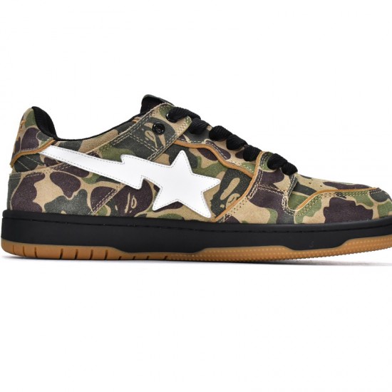 A Bathing Ape Sk8 Sta Low Green Camo Women Men Bape Shoes