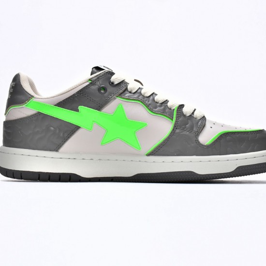 A Bathing Ape Sk8 Sta Low Grey White Green Women Men Bape Shoes