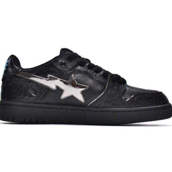 A Bathing Ape Sk8 Sta Low Silver Black Women Men Bape Shoes