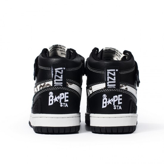 A Bathing Ape Sta Sk8 High Black White Women Men Bape Shoes