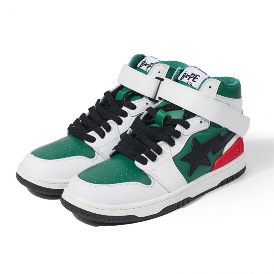 A Bathing Ape Sta Sk8 High Green Red Black White Women Men Bape Shoes