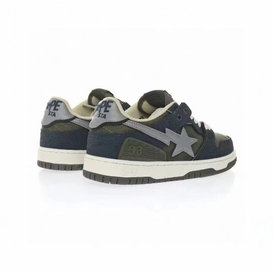 A Bathing Ape Sta Sk8 Low Army Green Blue Beige Women Men Bape Shoes