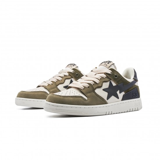 A Bathing Ape Sta Sk8 Low Beige Black Army Green Women Men Bape Shoes