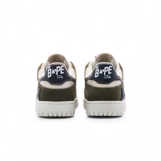 A Bathing Ape Sta Sk8 Low Beige Black Army Green Women Men Bape Shoes