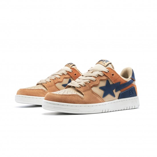 A Bathing Ape Sta Sk8 Low Brown Blue Women Men Bape Shoes