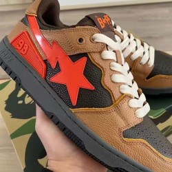 A Bathing Ape Sta Sk8 Low Brown Orange Black Women Men Bape Shoes