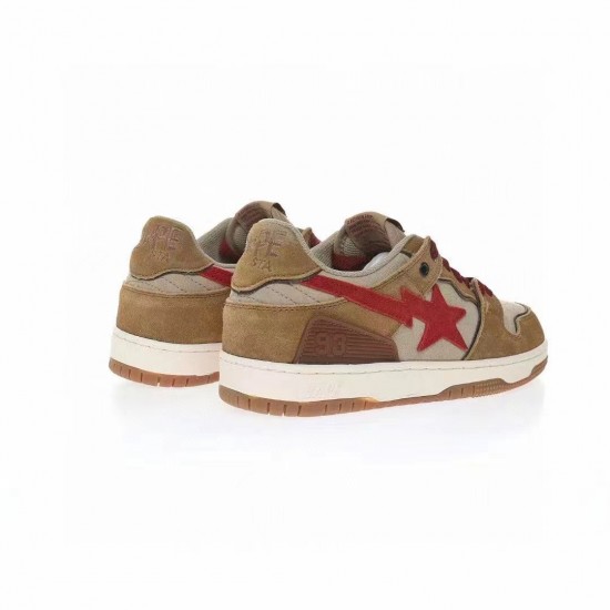 A Bathing Ape Sta Sk8 Low Brown Red Women Men Bape Shoes