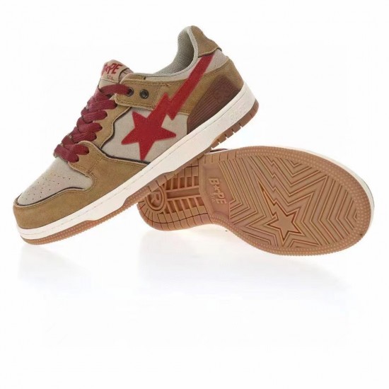 A Bathing Ape Sta Sk8 Low Brown Red Women Men Bape Shoes