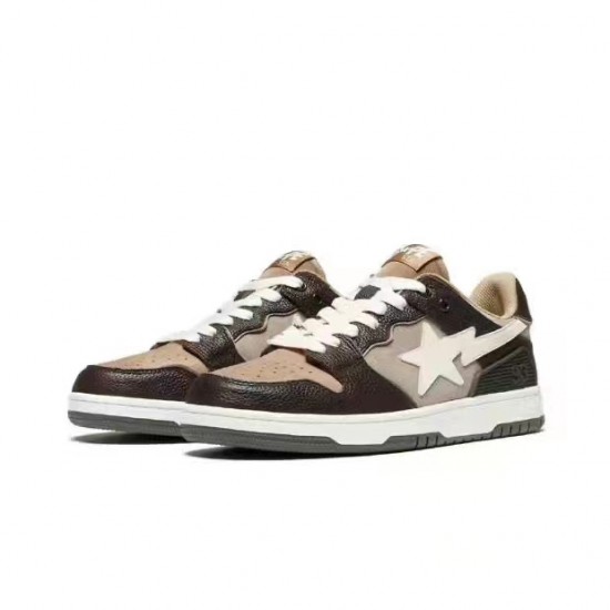 A Bathing Ape Sta Sk8 Low Brown White Women Men Bape Shoes