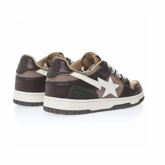 A Bathing Ape Sta Sk8 Low Brown White Women Men Bape Shoes