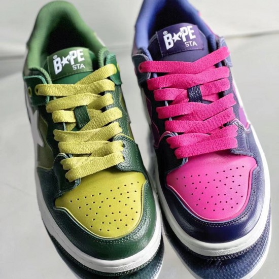 A Bathing Ape Sta Sk8 Low Green Army Green White Women Men Bape Shoes