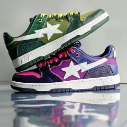 A Bathing Ape Sta Sk8 Low Green Army Green White Women Men Bape Shoes