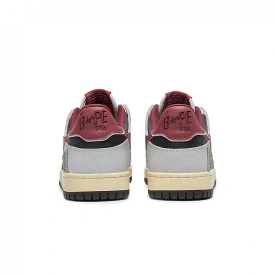 A Bathing Ape Sta Sk8 Low Grey Black Win-red Women Men Bape Shoes