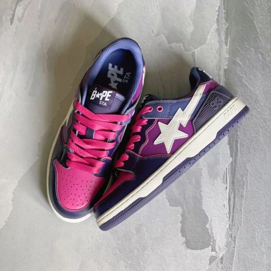 A Bathing Ape Sta Sk8 Low Peach Purple White Deep Blue Women Men Bape Shoes