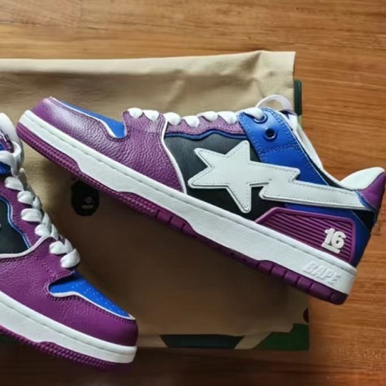 A Bathing Ape Sta Sk8 Low Purple Blue White Women Men Bape Shoes