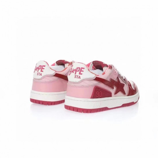 A Bathing Ape Sta Sk8 Low Red White Women Men Bape Shoes