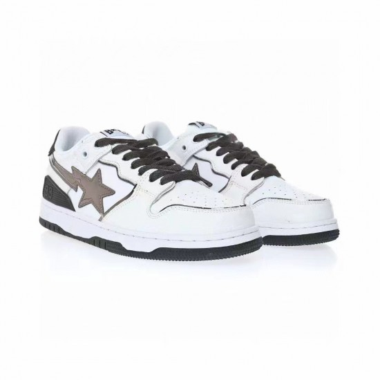 A Bathing Ape Sta Sk8 Low White Black Women Men Bape Shoes