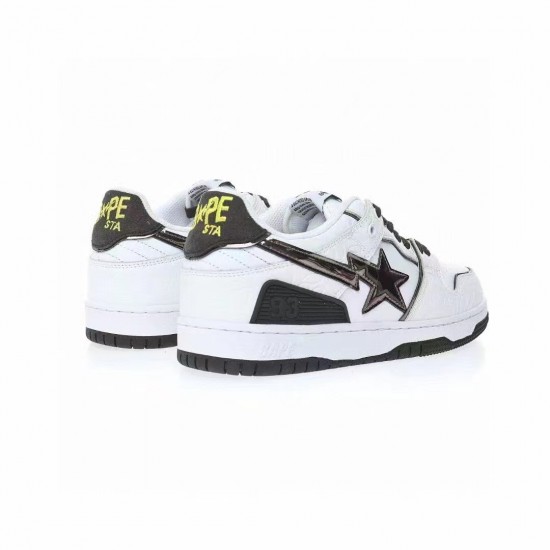 A Bathing Ape Sta Sk8 Low White Black Women Men Bape Shoes