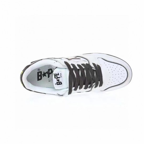 A Bathing Ape Sta Sk8 Low White Black Women Men Bape Shoes