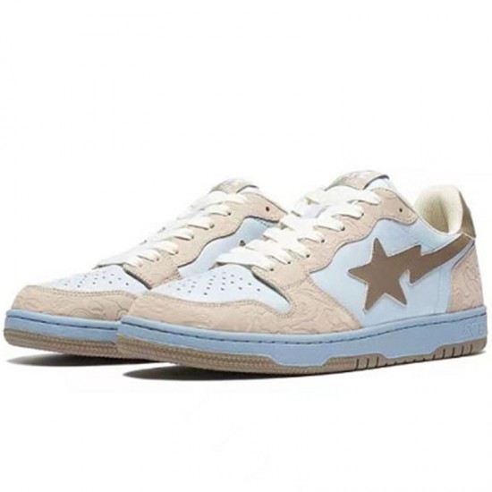 A Bathing Ape Sta Sk8 Low White Brown Khaki Women Men Bape Shoes