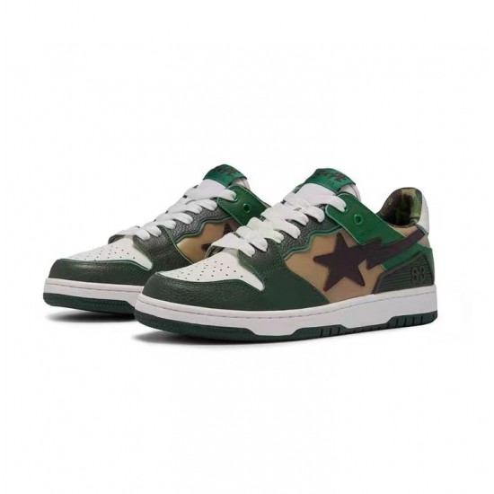 A Bathing Ape Sta Sk8 Low White Green Brown Women Men Bape Shoes