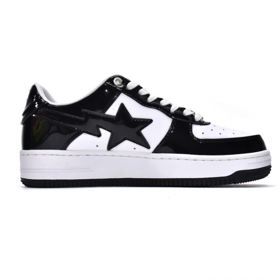 A Bathing Ape Sta Low Black White Women Men Bape Shoes