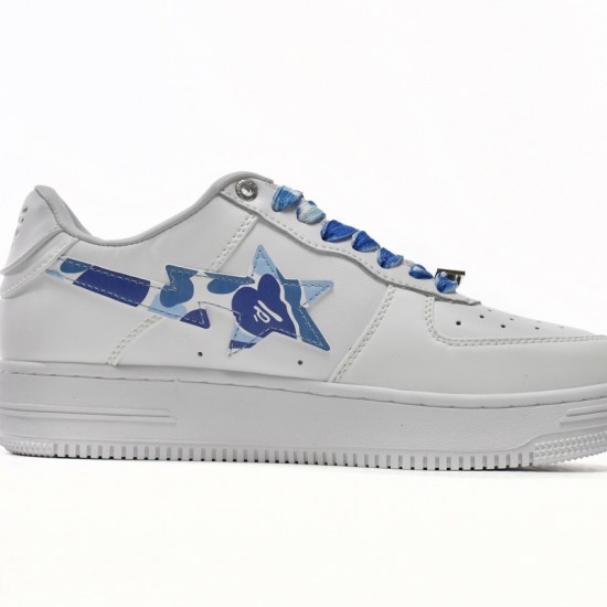 A Bathing Ape Sta Low White Blue Camouflage Women Men Bape Shoes