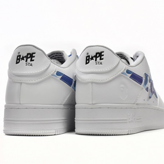 A Bathing Ape Sta Low White Blue Camouflage Women Men Bape Shoes