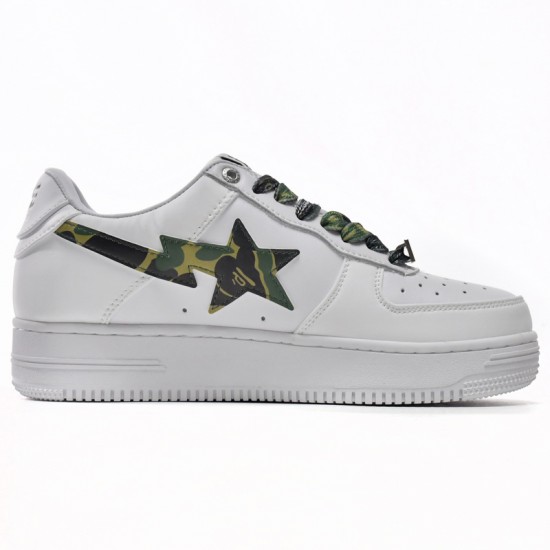 A Bathing Ape Sta Low White Green Camouflage Women Men Bape Shoes