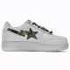 A Bathing Ape Sta Low White Green Camouflage Women Men Bape Shoes