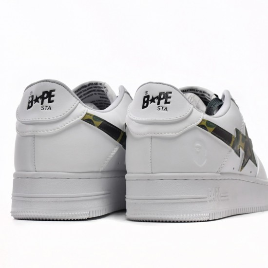 A Bathing Ape Sta Low White Green Camouflage Women Men Bape Shoes