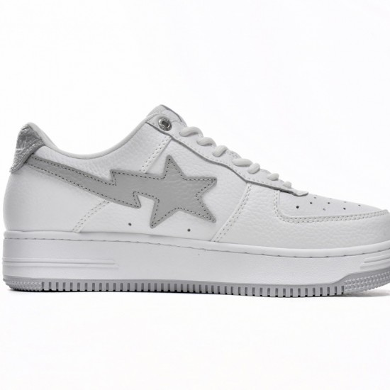 A Bathing Ape Sta Low White Grey Silvery Women Men Bape Shoes