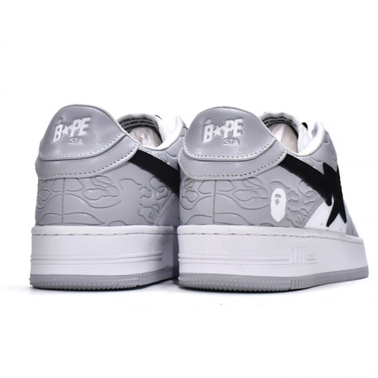 A Bathing Ape Sta Low White Grey Women Men Bape Shoes