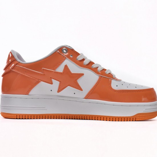 A Bathing Ape Sta Low White Orange Women Men Bape Shoes